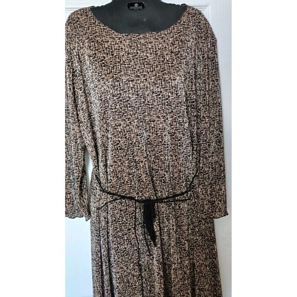 Connected Apparel Belted Dress Size 16 Asymmetric Drop Walst Crinkled Vintage - Picture 5 of 8